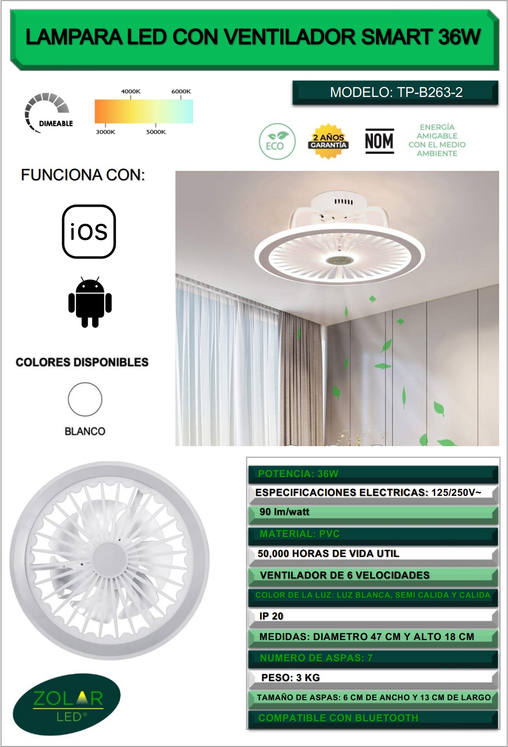 LAMPARA LED CON VENTILADOR