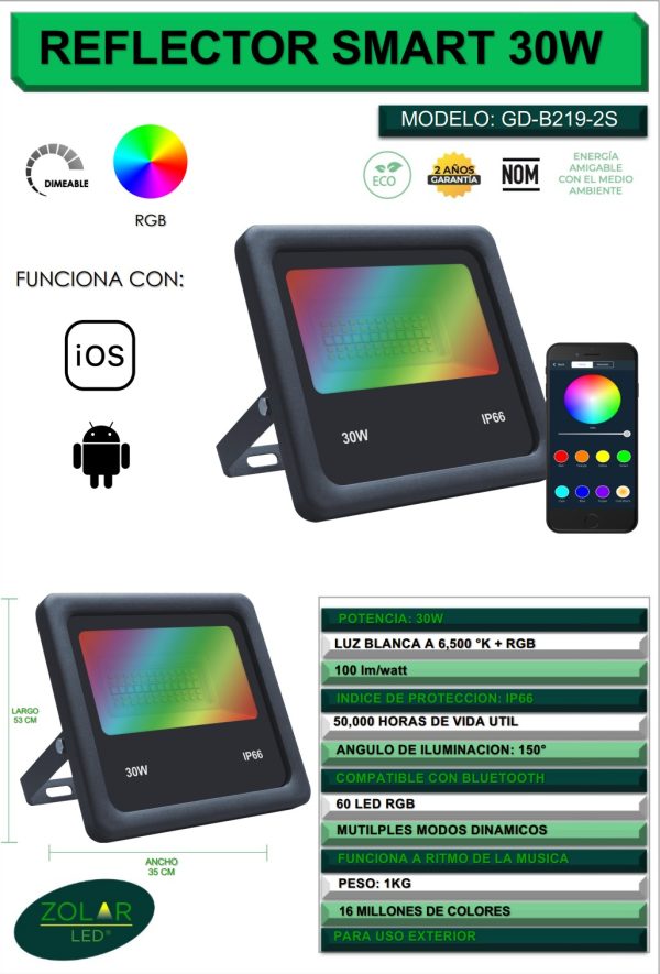 Reflector Smart led 30w RGB - Image 5