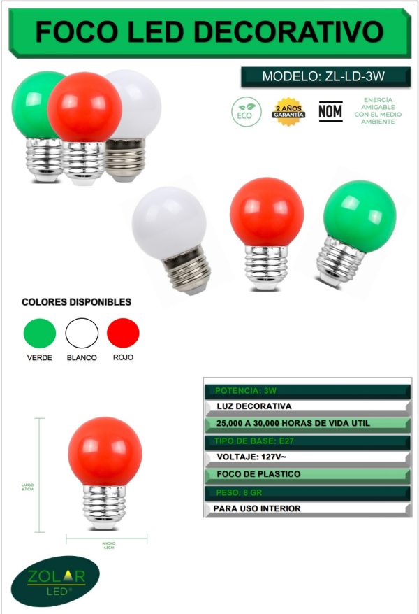 Foco de LED  ZL-LD-3W-R  Zolar Led - Image 2