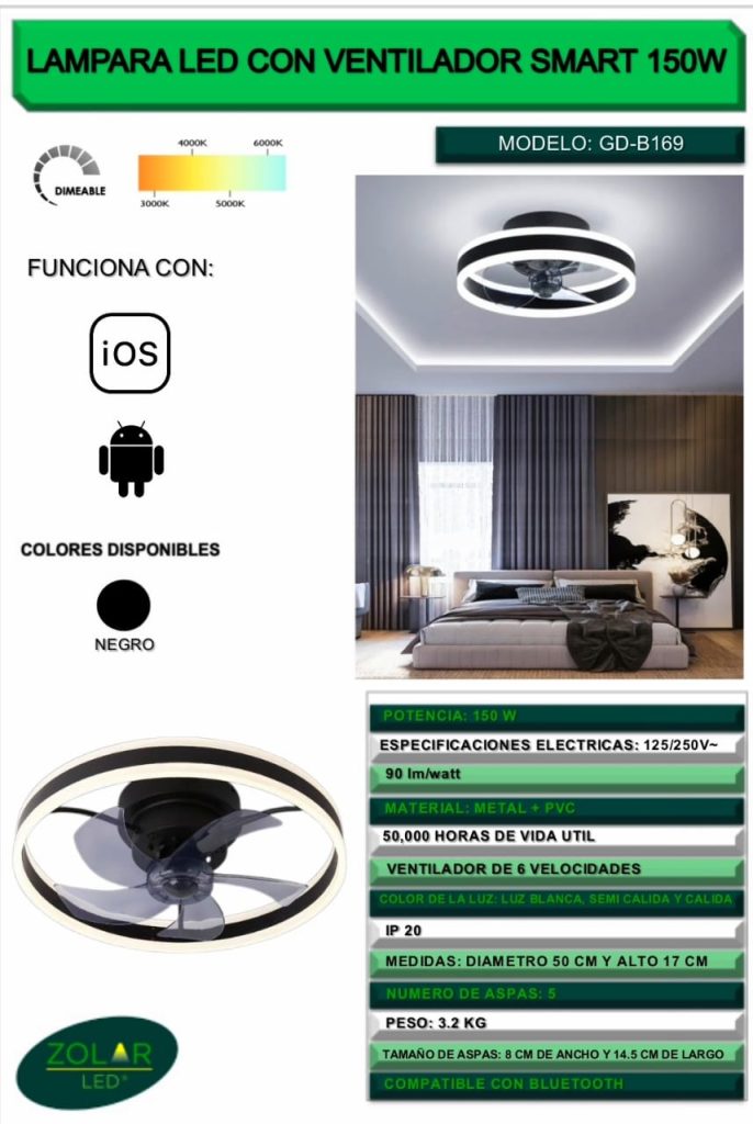 LAMPARA LED CON VENTILADOR